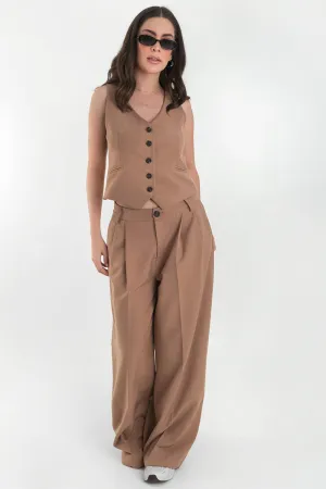 Pantalón de fit wide leg cintura baja con pinzas