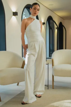 Pantalón de rayas wide leg con pinzas