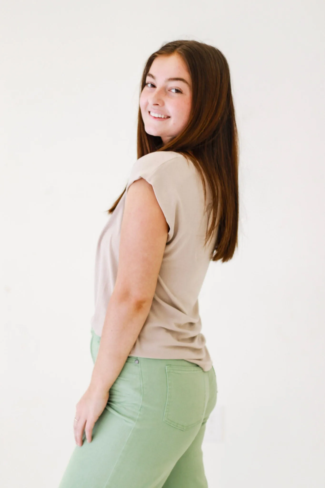 Park Picnic Viscose Knit Boxy Top in Mushroom