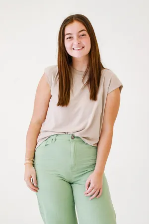 Park Picnic Viscose Knit Boxy Top in Mushroom