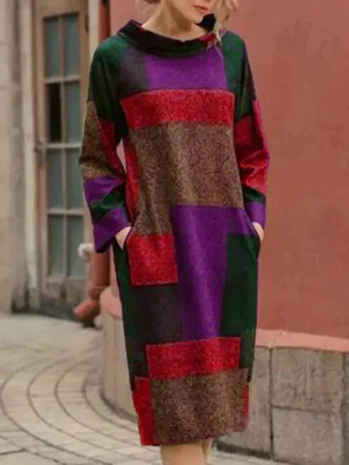 Pearl - Wide, mid-length dress with a vintage look