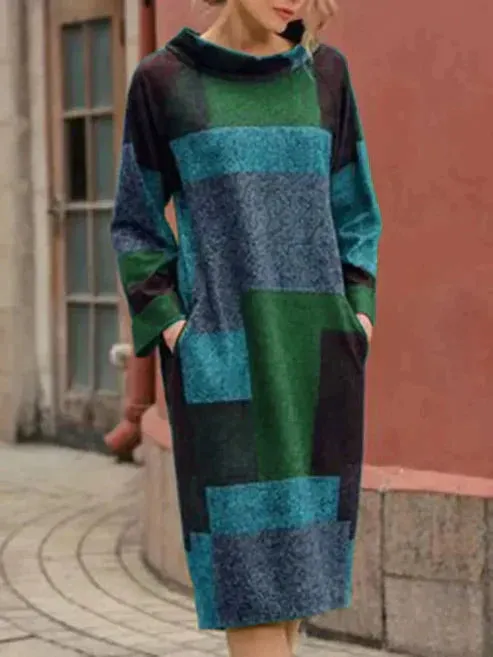 Pearl - Wide, mid-length dress with a vintage look