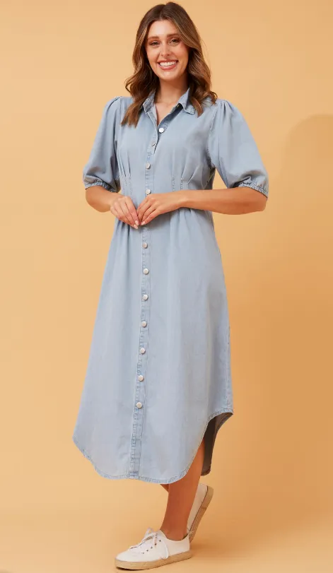 Peggy Blue Denim Shirt Maxi Dress