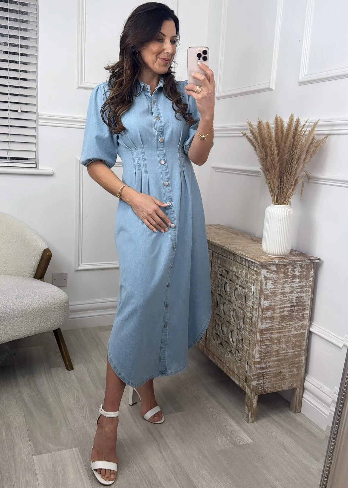 Peggy Blue Denim Shirt Maxi Dress