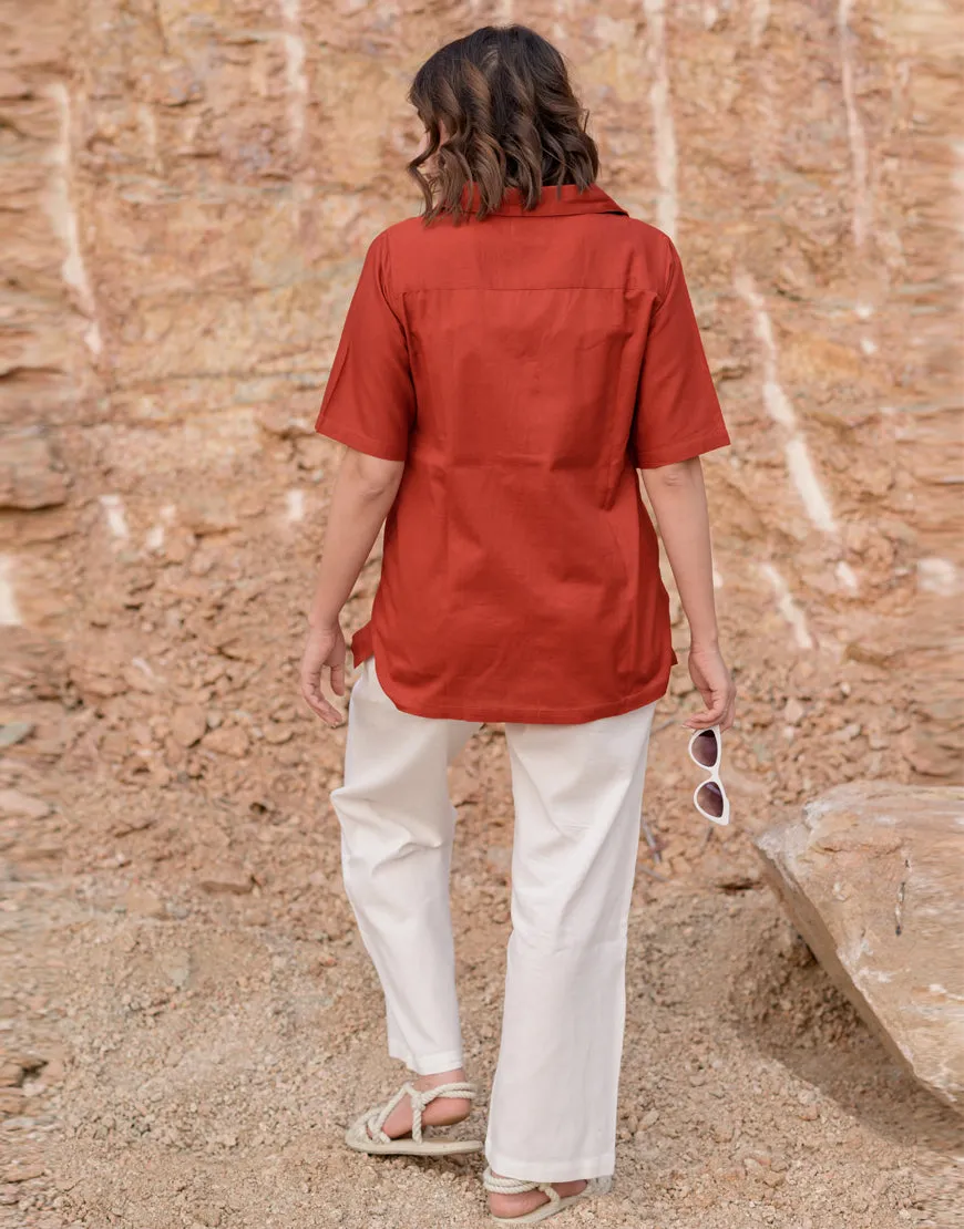 Persian Red Boxy Shirt