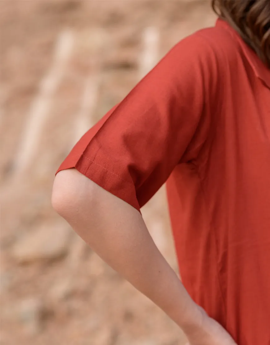 Persian Red Boxy Shirt