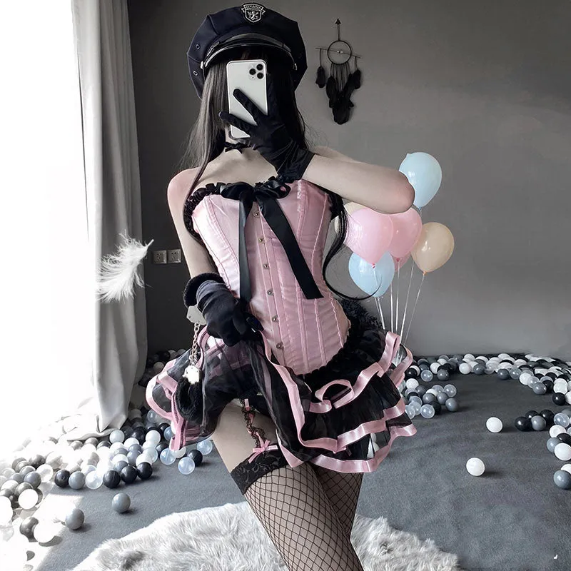 PINK BLACK LACE BUNNY OUTFIT UB2774