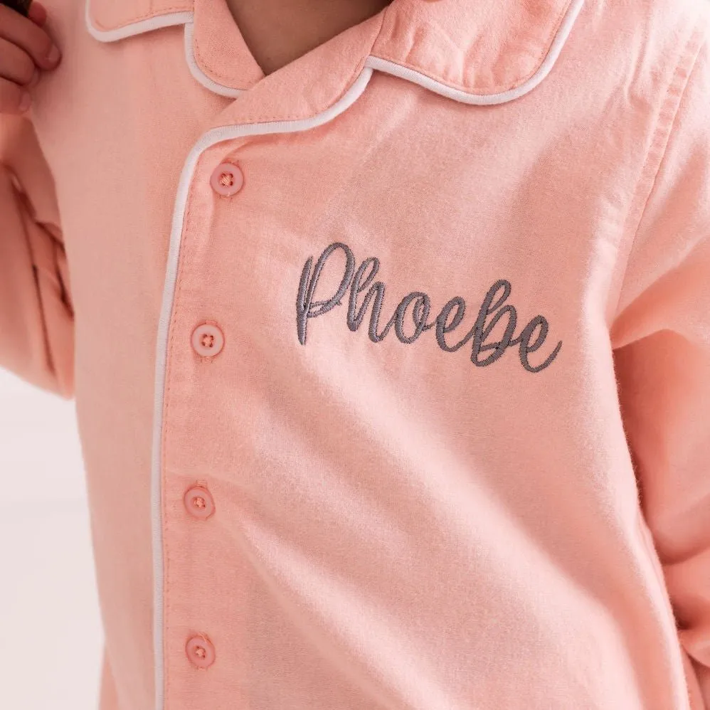 Pink Embroidered Classic Pyjamas