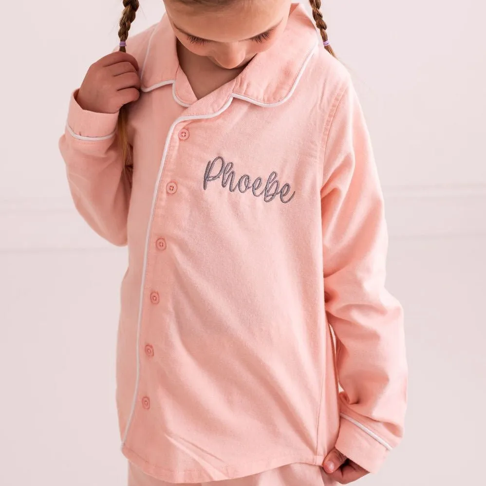 Pink Embroidered Classic Pyjamas