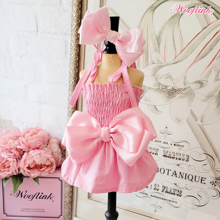 pink lady bow dress