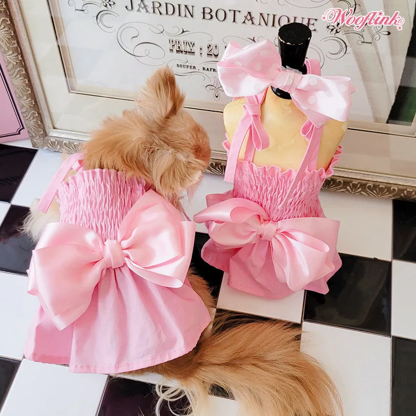 pink lady bow dress