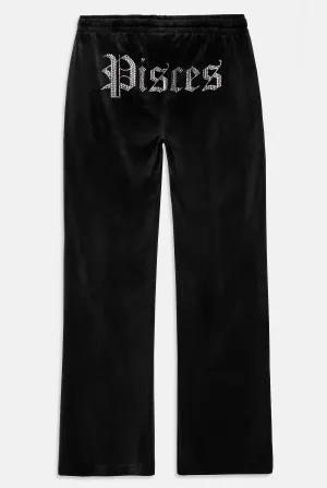 PISCES' BLACK VELOUR DIAMANTÉ TRACKSUIT BOTTOM