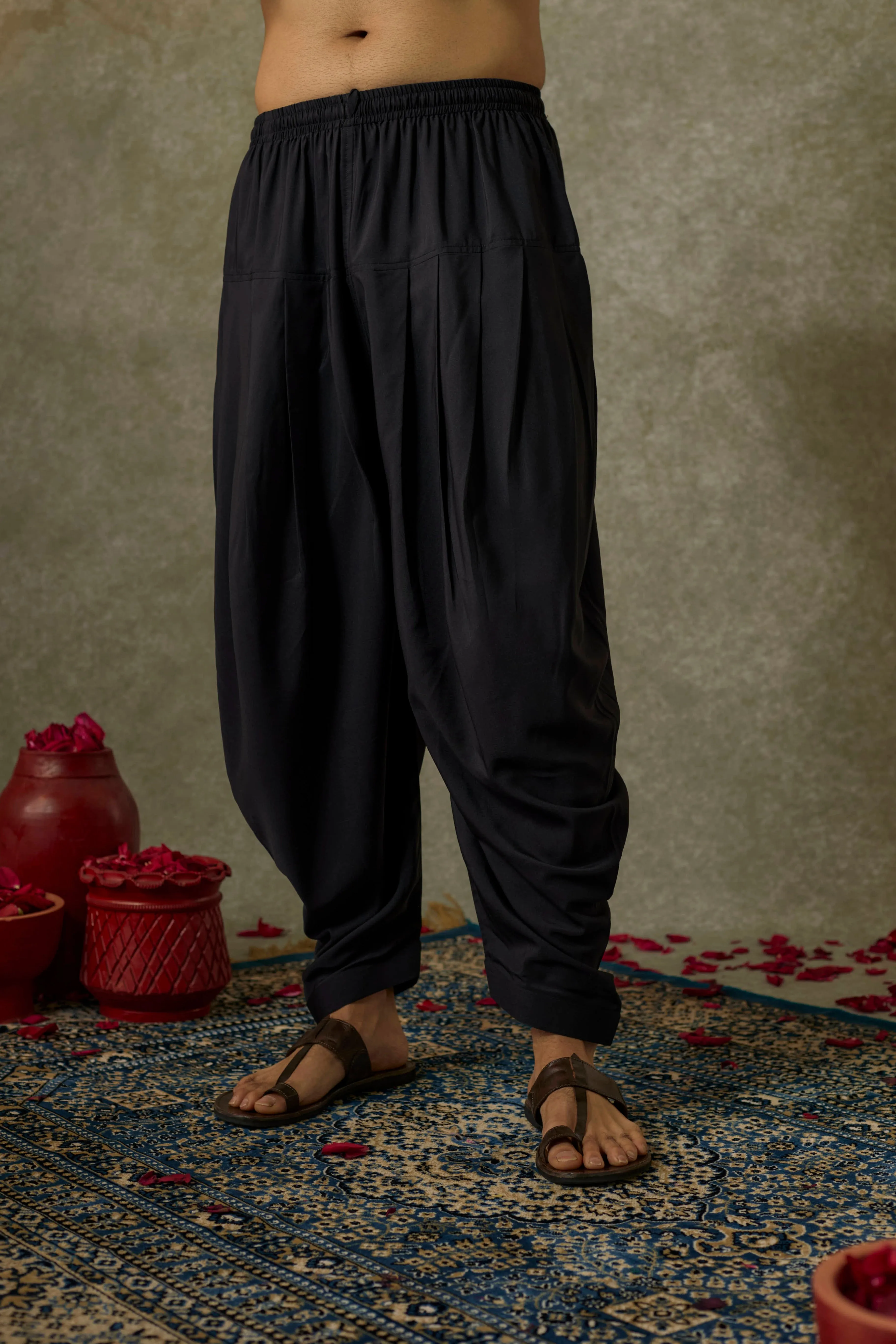 Pitch Black  art silk mirror embroidered patiala suit set
