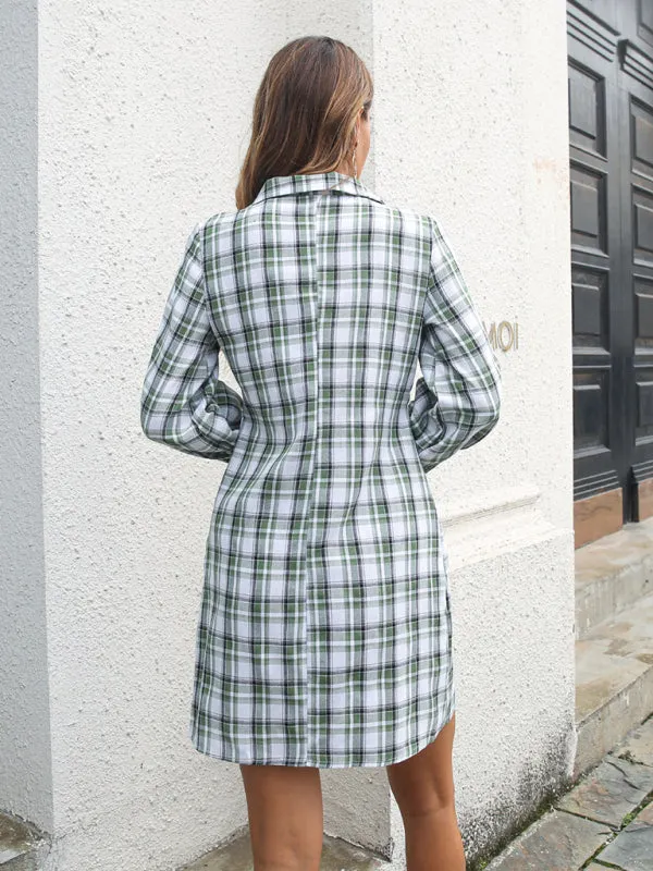 Plaid Shirt Dress with Tie-Front and Button-Down Design