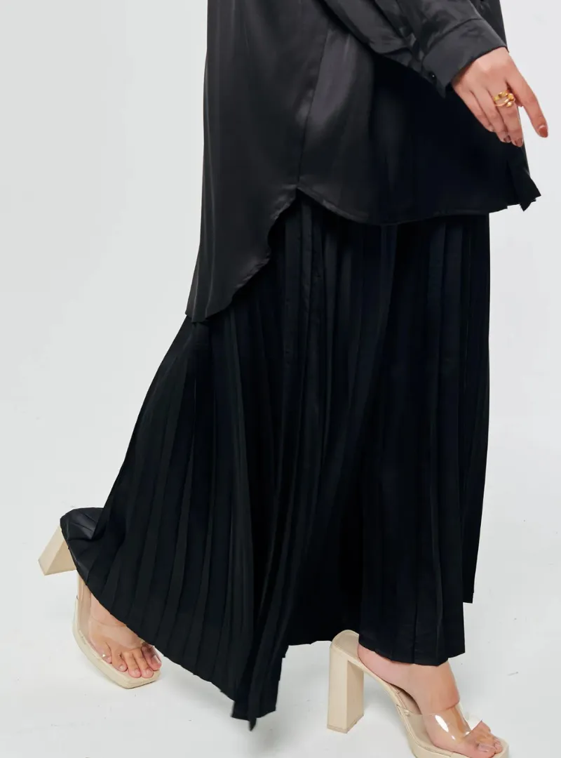 Pleated Satin Skirt - Neutral Series