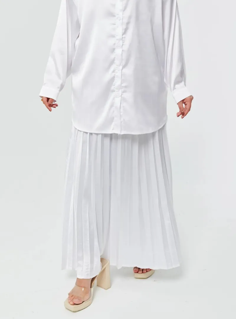 Pleated Satin Skirt - Neutral Series