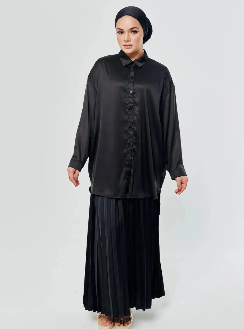 Pleated Satin Skirt - Neutral Series