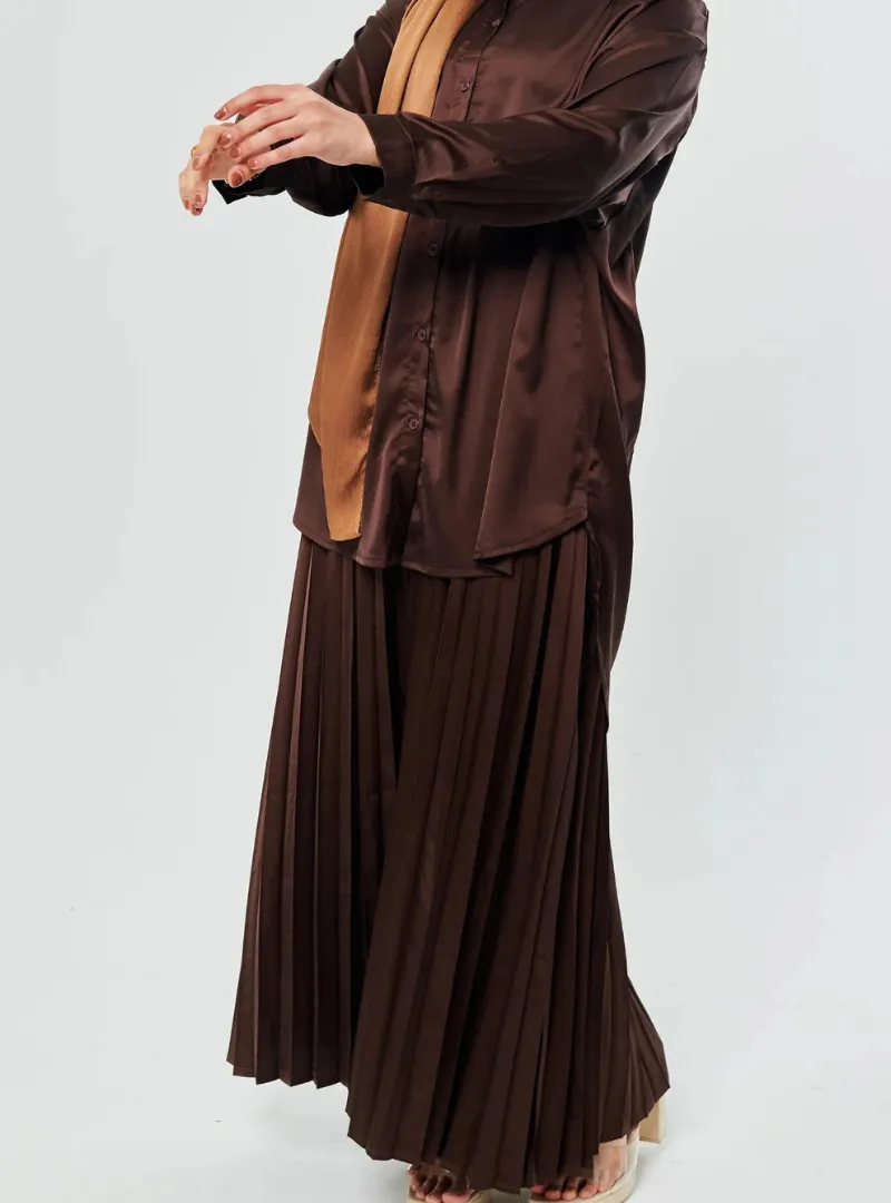 Pleated Satin Skirt - Neutral Series