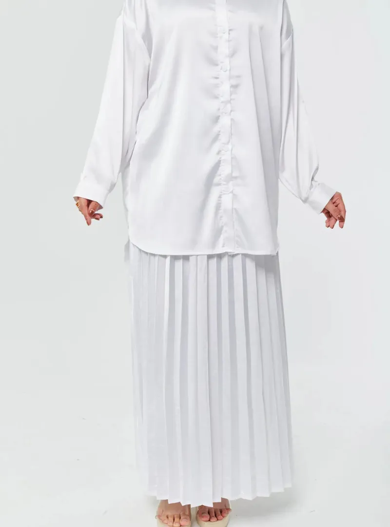 Pleated Satin Skirt - Neutral Series