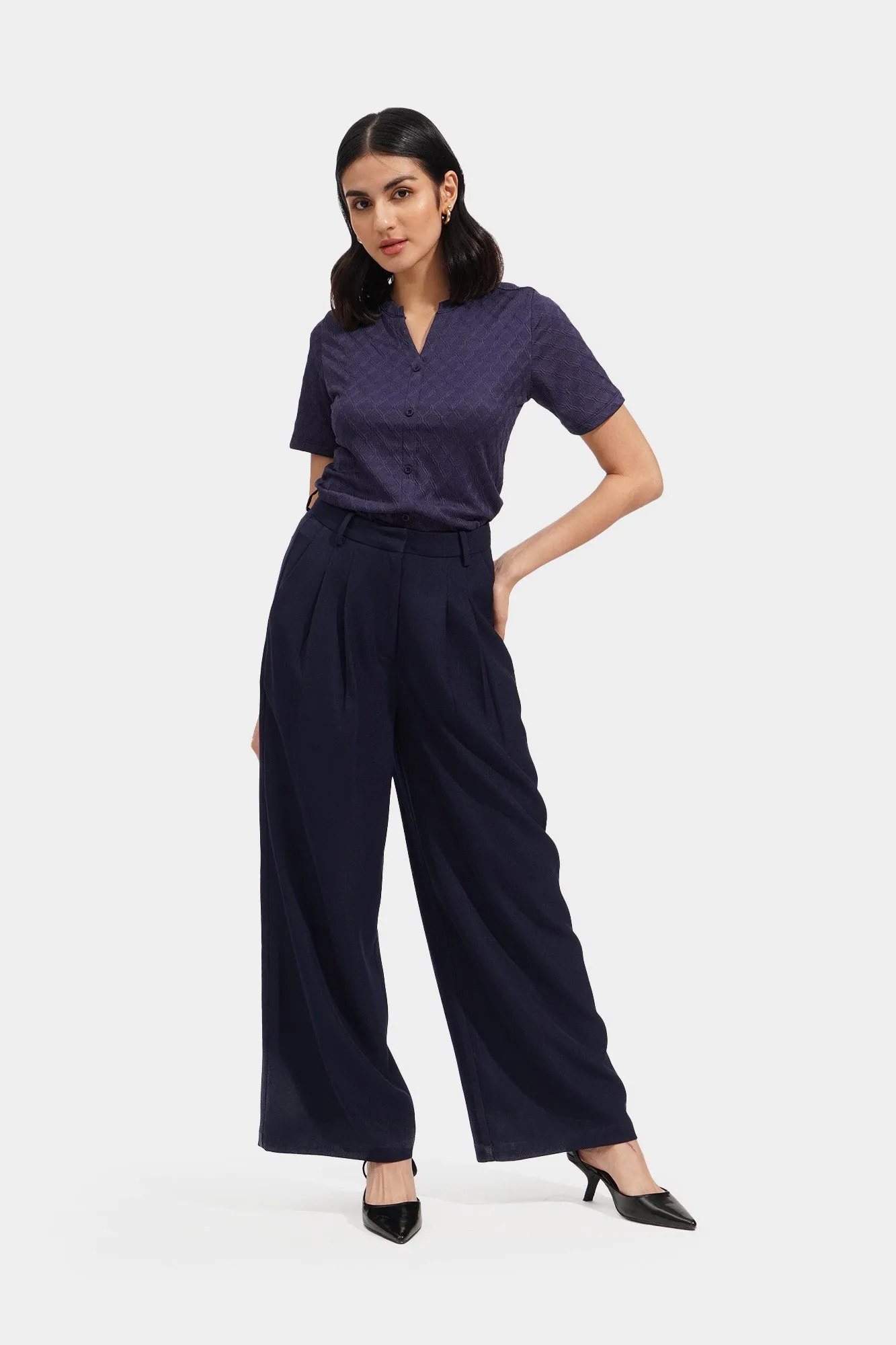 Pleated Wide Leg Trousers