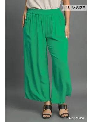 Plus Kelly Green Linen Blend Pants