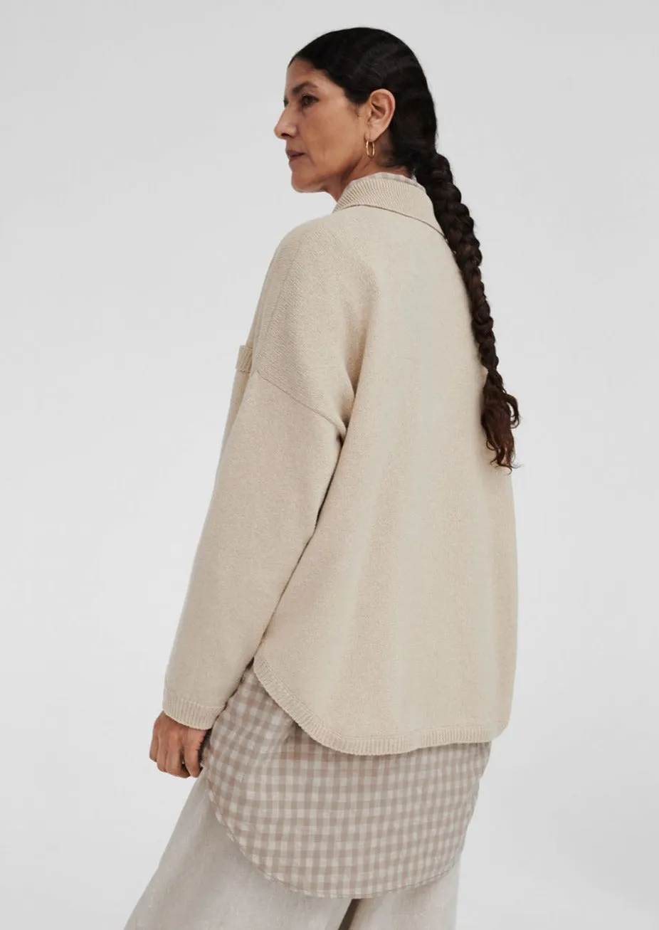 Polo Cardigan, Silver Green