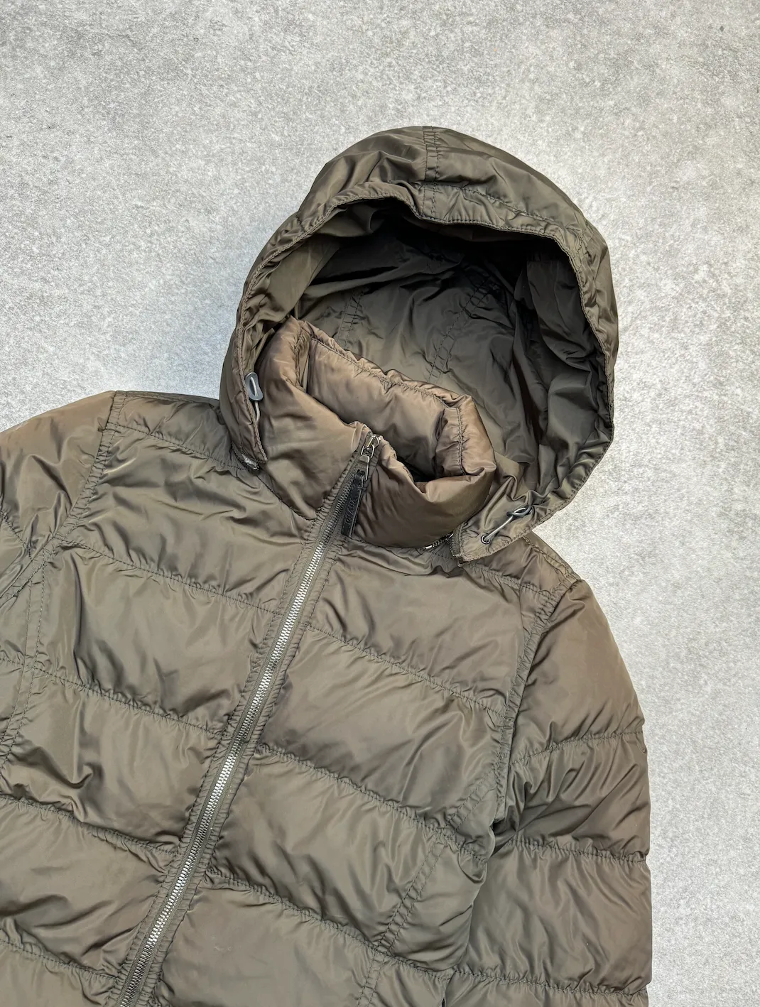 Prada Khaki Mid Length Puffer Jacket