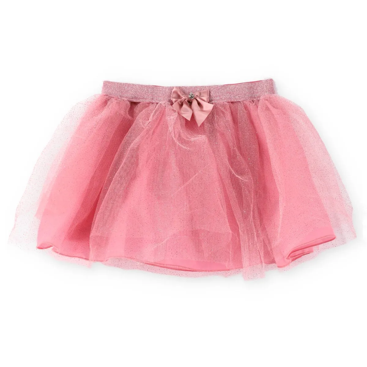 Pre-Girls Tulle Skirt With Satin Bow - Pink