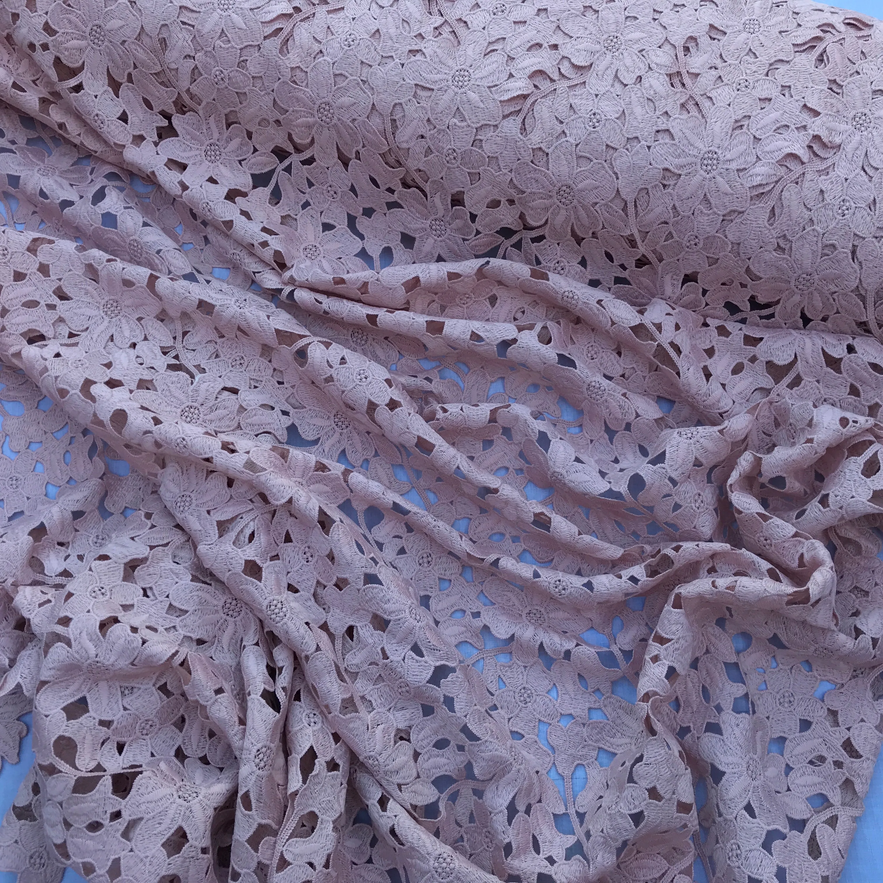 Premium Eyelash Floral Lace Bridal Dress, Peach Pink