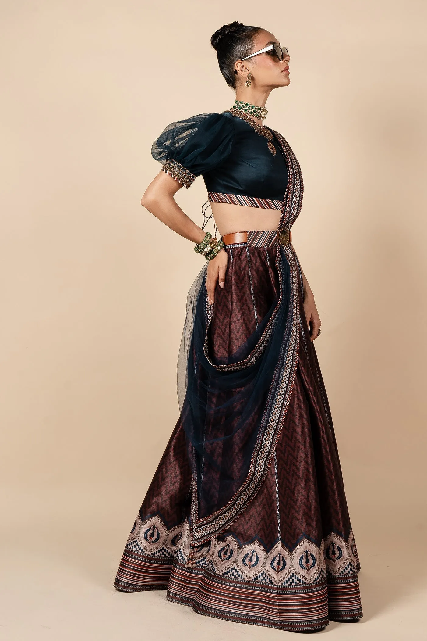 Prussian Blue - Rust Skirt Set