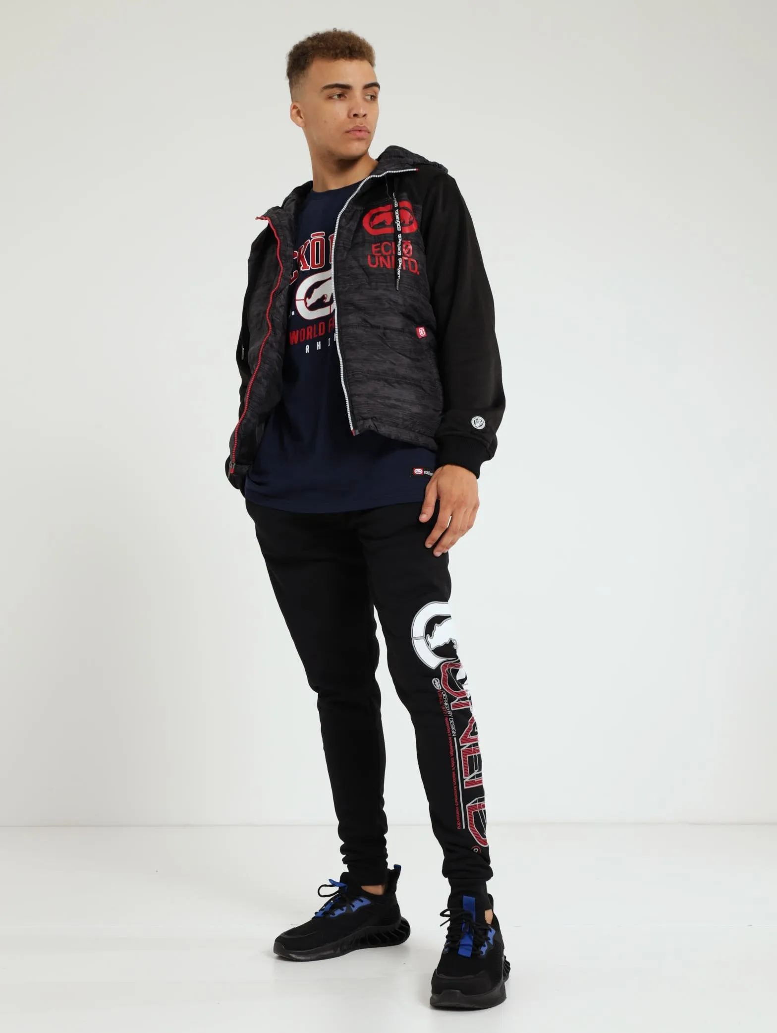 Puffer Badge Hooded Jacket - Black