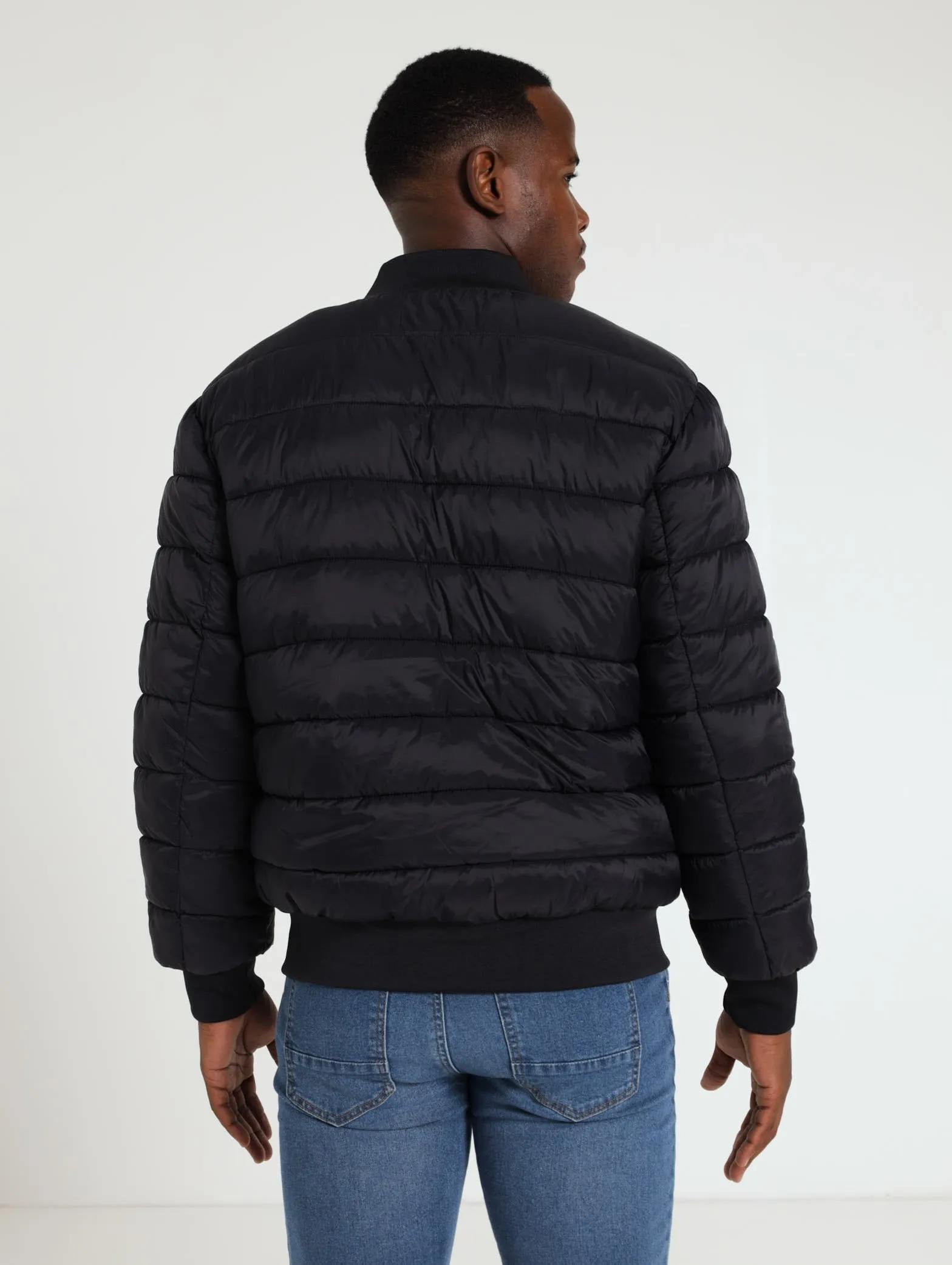 Puffer Bomber Jacket - Blue/Black