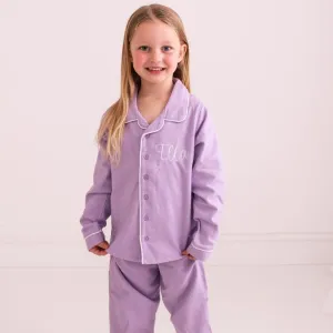Purple Embroidered Classic Pyjamas