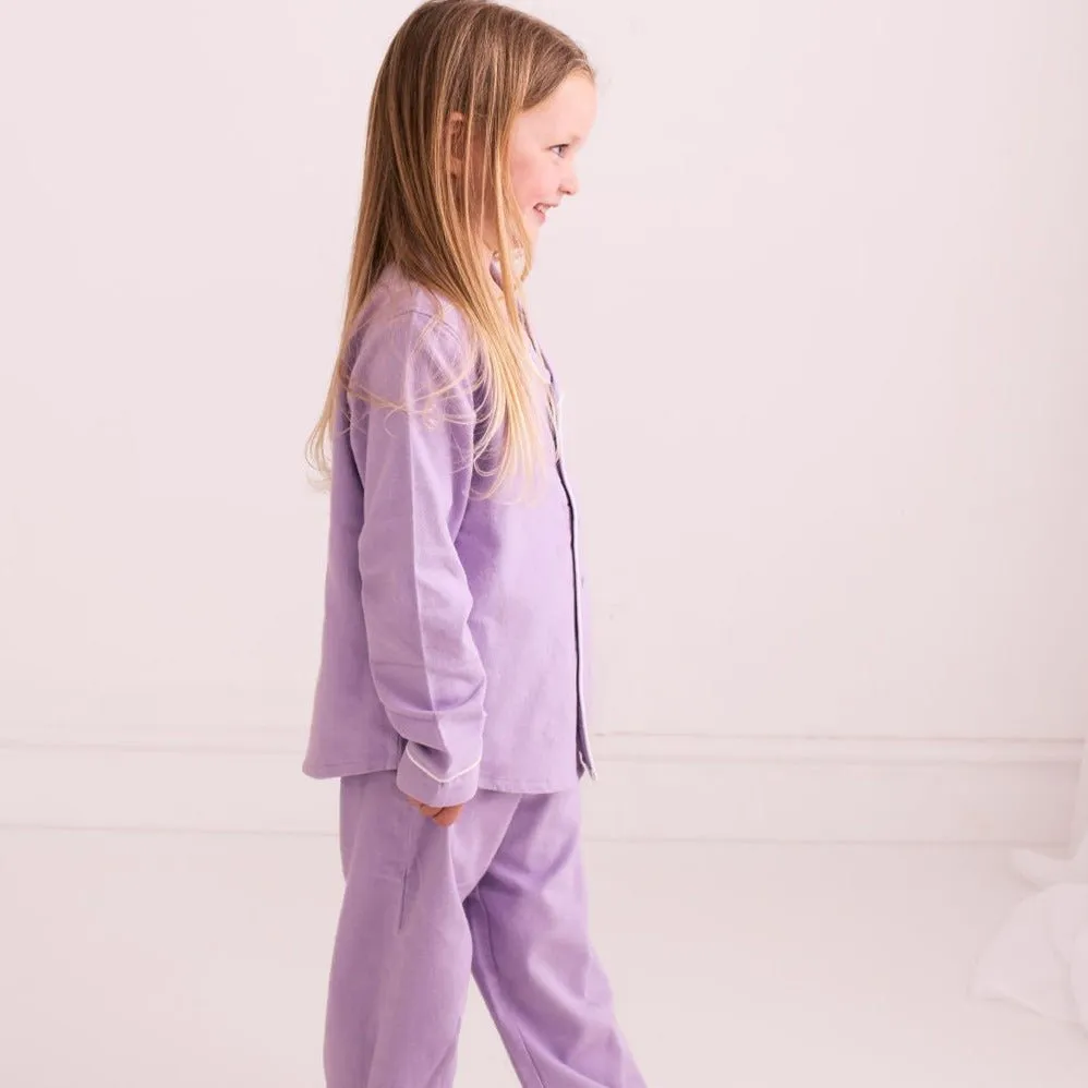 Purple Embroidered Classic Pyjamas