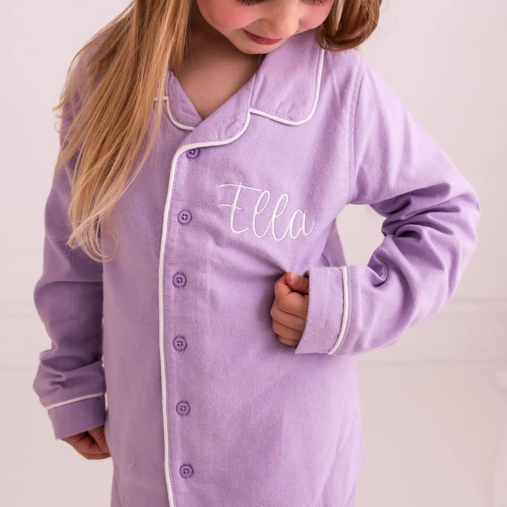 Purple Embroidered Classic Pyjamas