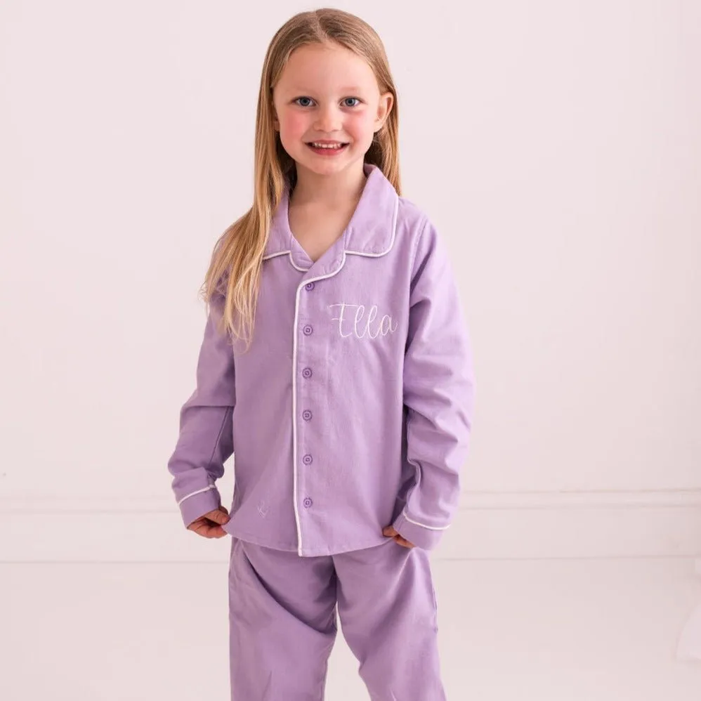 Purple Embroidered Classic Pyjamas