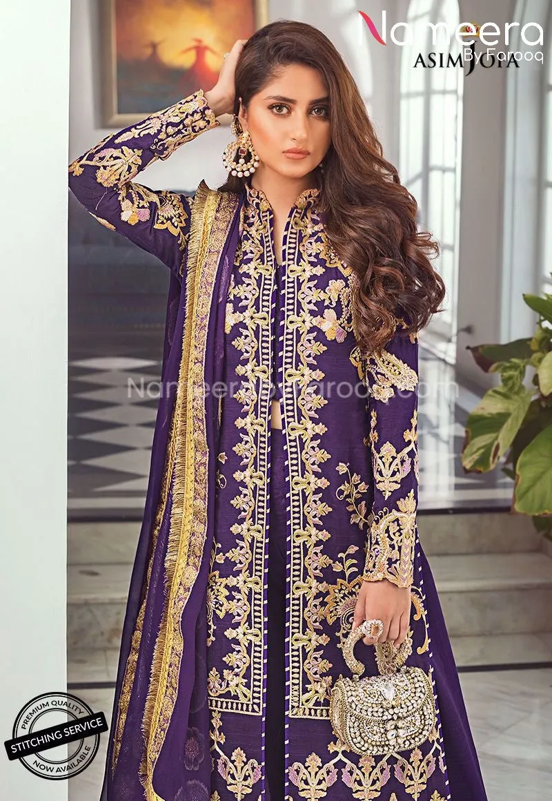 Purple Party Dress for Wedding with Embroidery #BP163