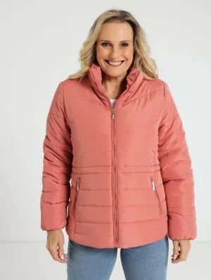 Quilted Puffer Jacket - Rose