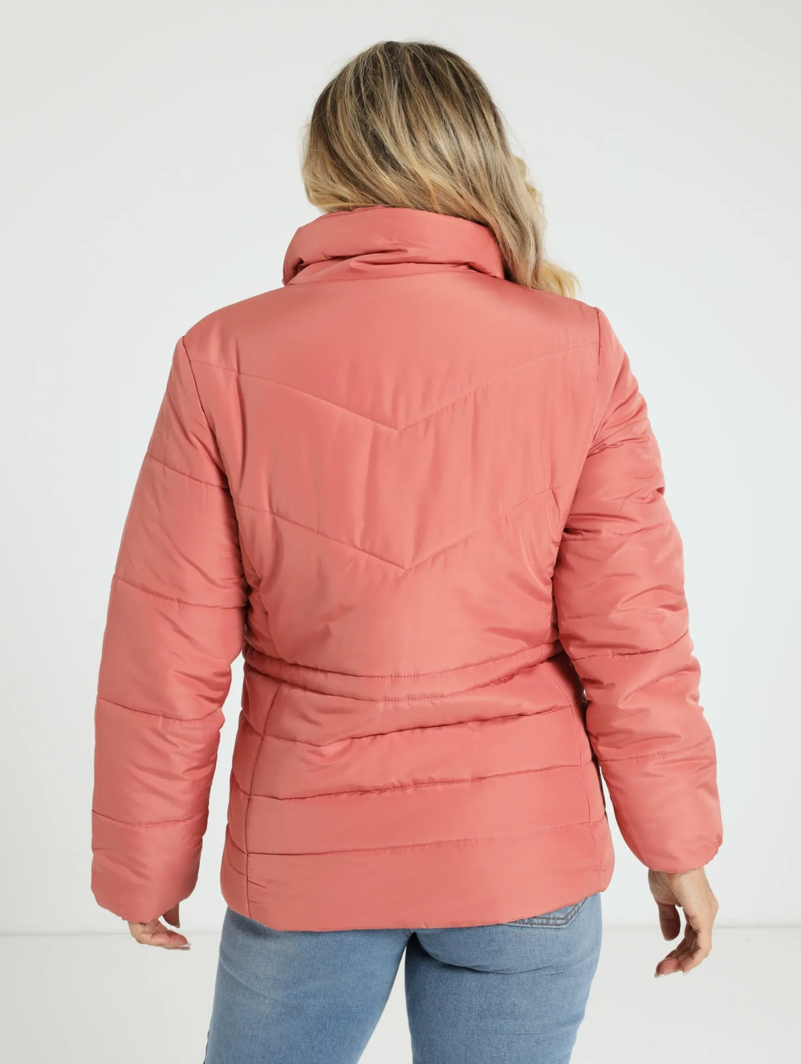 Quilted Puffer Jacket - Rose