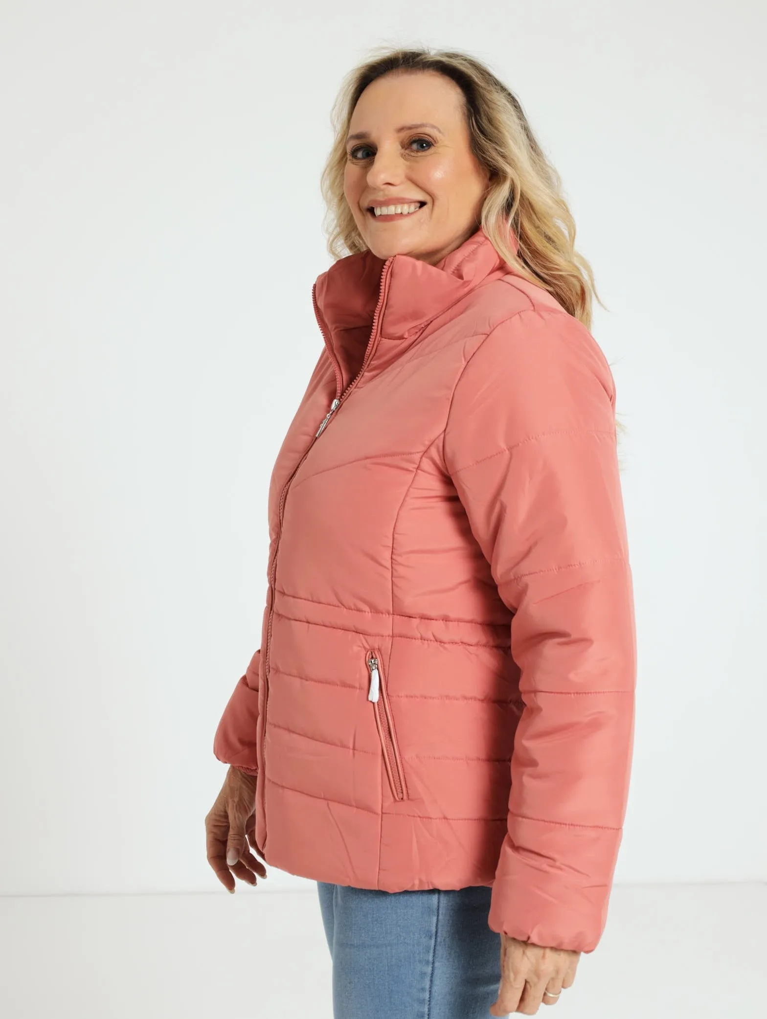 Quilted Puffer Jacket - Rose