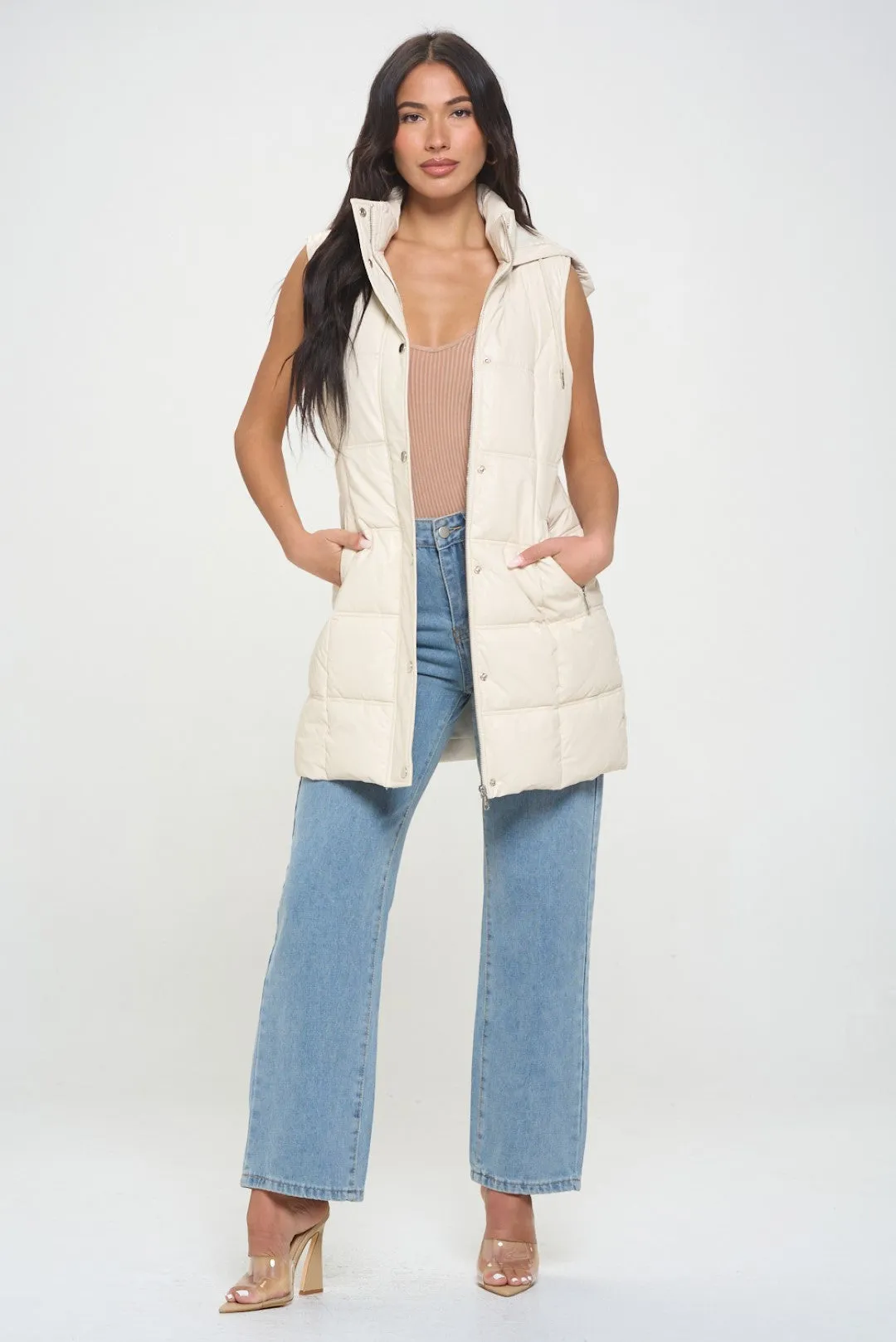 Quilted Puffer Vest - Cream