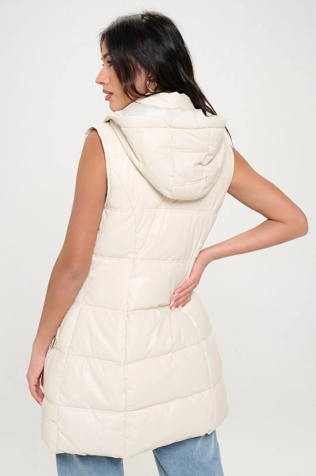 Quilted Puffer Vest - Cream