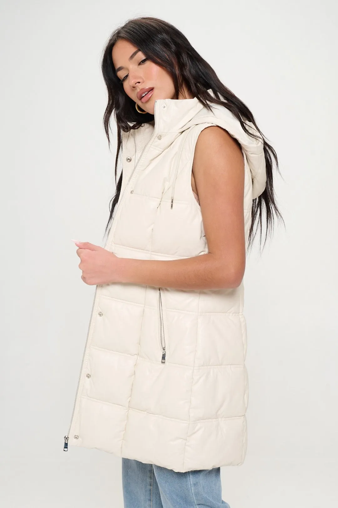Quilted Puffer Vest - Cream