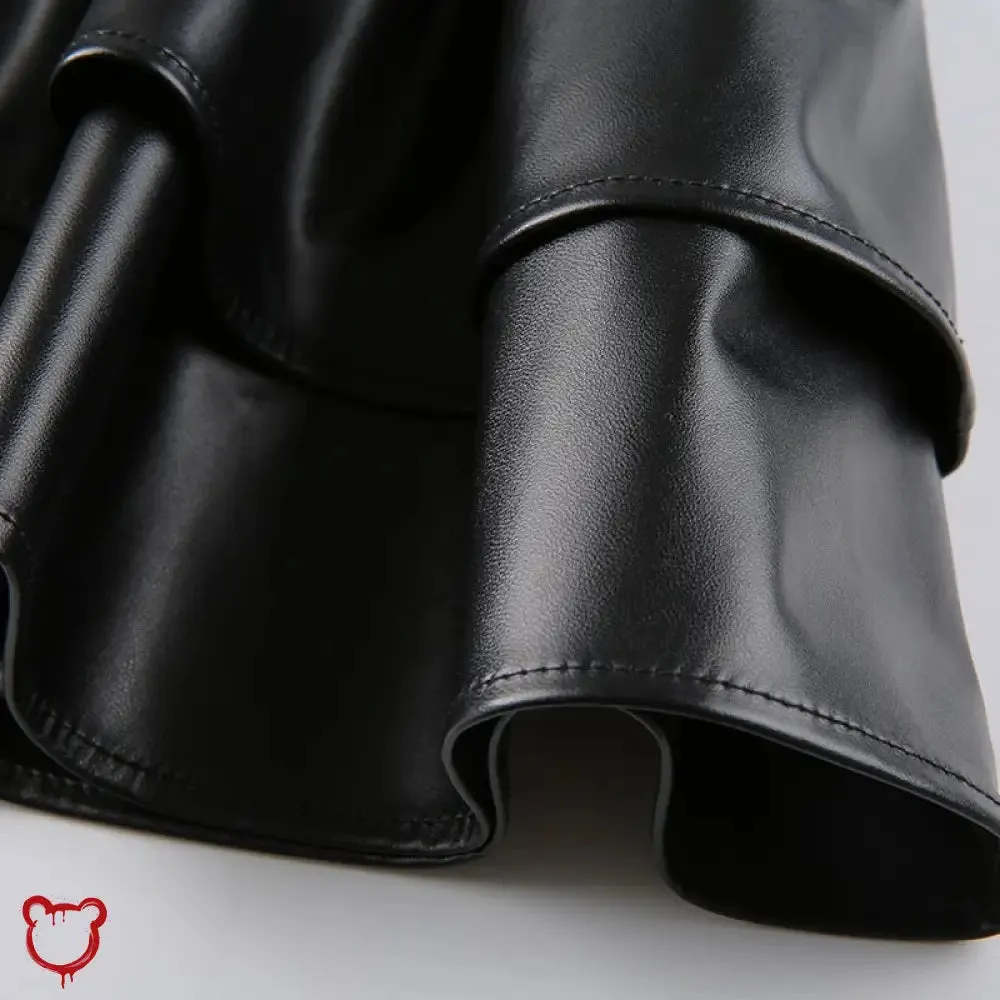 "Black Goth PU Leather Skirt