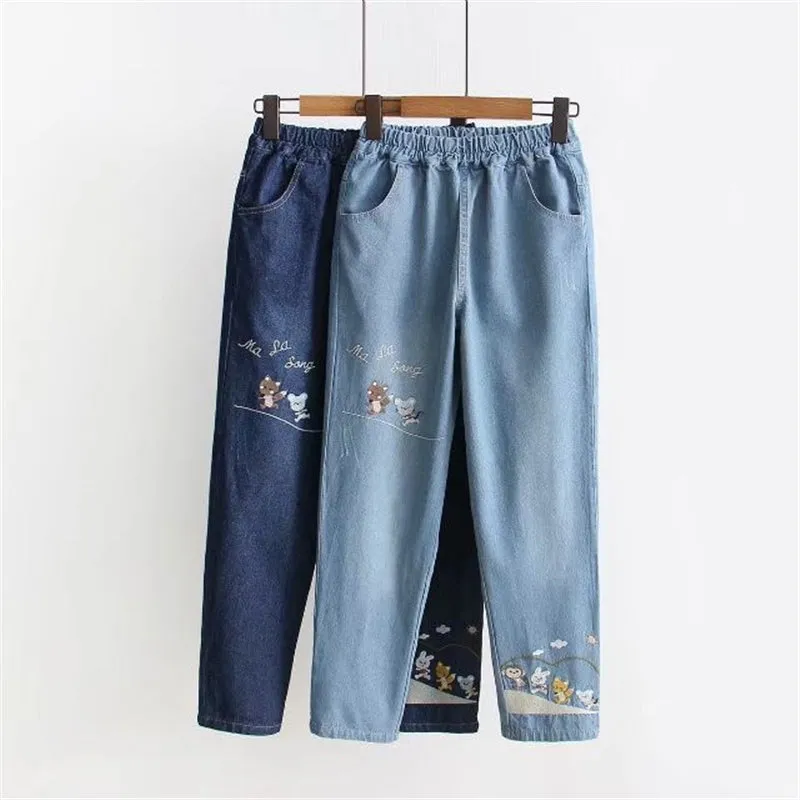 "CUTE KAWAII EMBROIDERED" JEANS Y031604