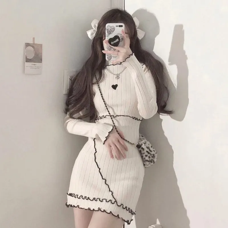 "LOVE PRINTED LACE KNIT" DRESS N040801
