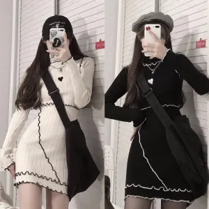 "LOVE PRINTED LACE KNIT" DRESS N040801