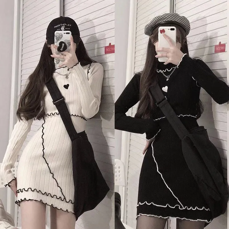 "LOVE PRINTED LACE KNIT" DRESS N040801