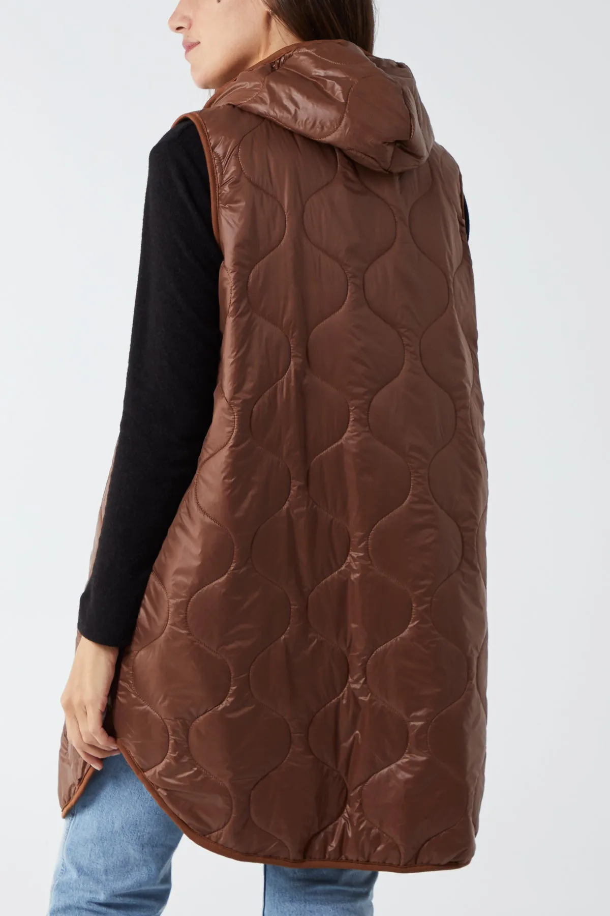 "Love" Zip Up Hooded Puffer Gillet