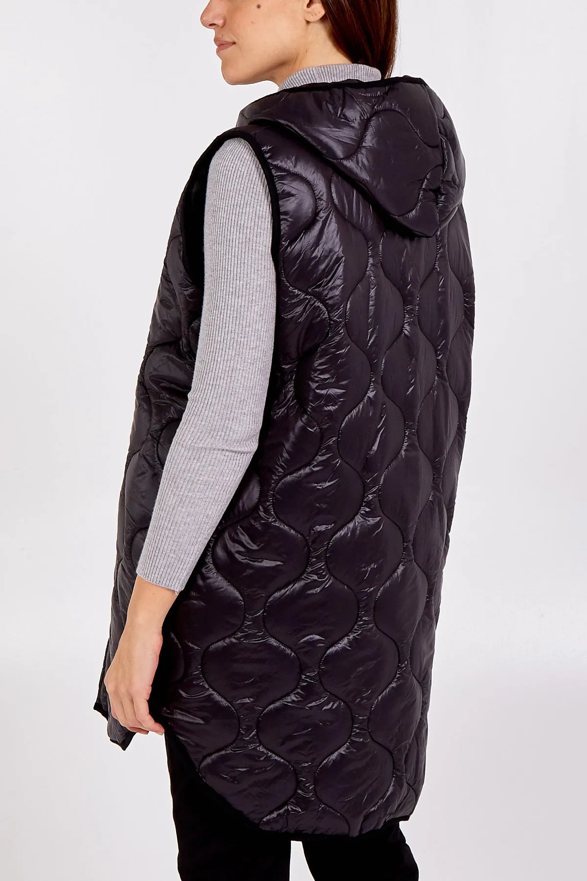 "Love" Zip Up Hooded Puffer Gillet